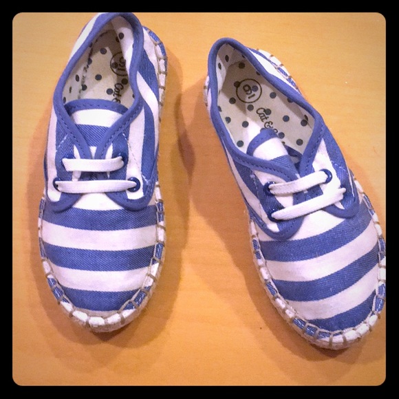 Cat & Jack Slip-On Blue Striped Canvas Espadrilles - Picture 1 of 4